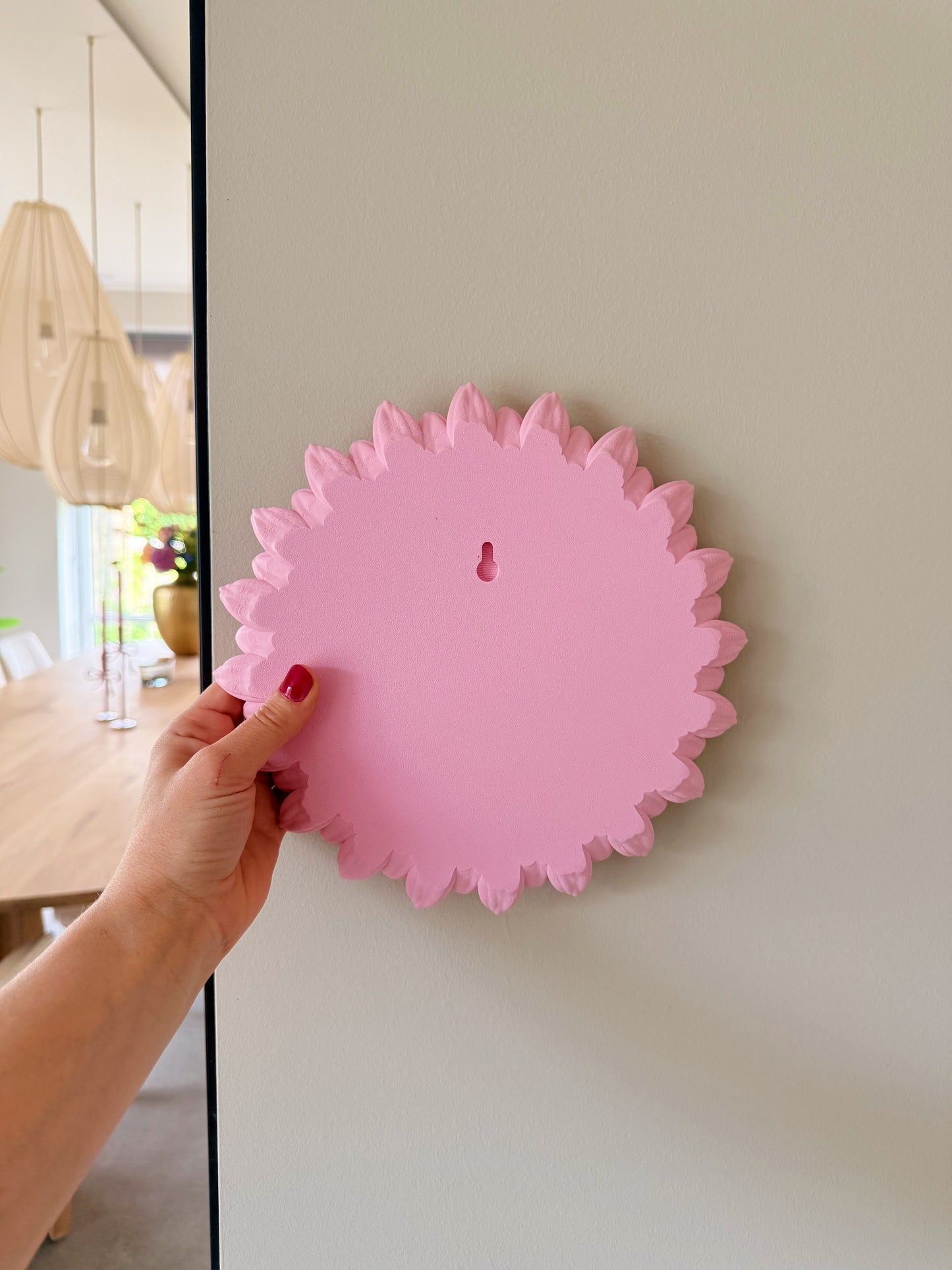Wandbord - roze zonnebloem