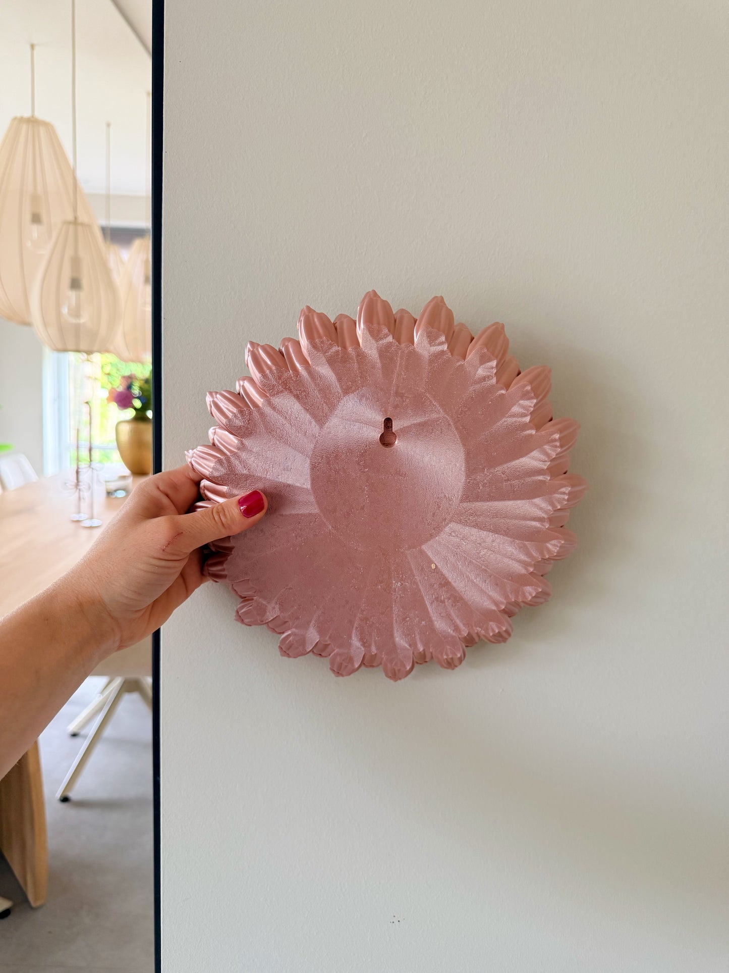 Wandbord - rosé goud zonnebloem