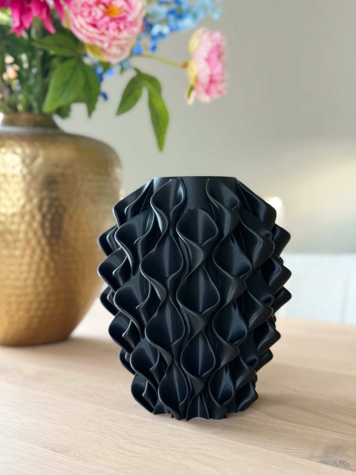 3D geprinte vaas - zwart