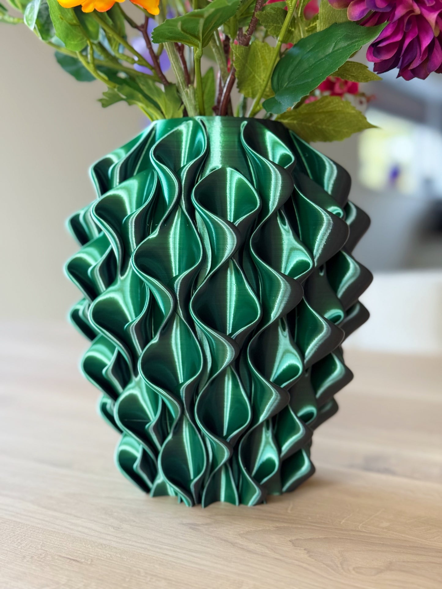 3d geprinte vaas donker groen
