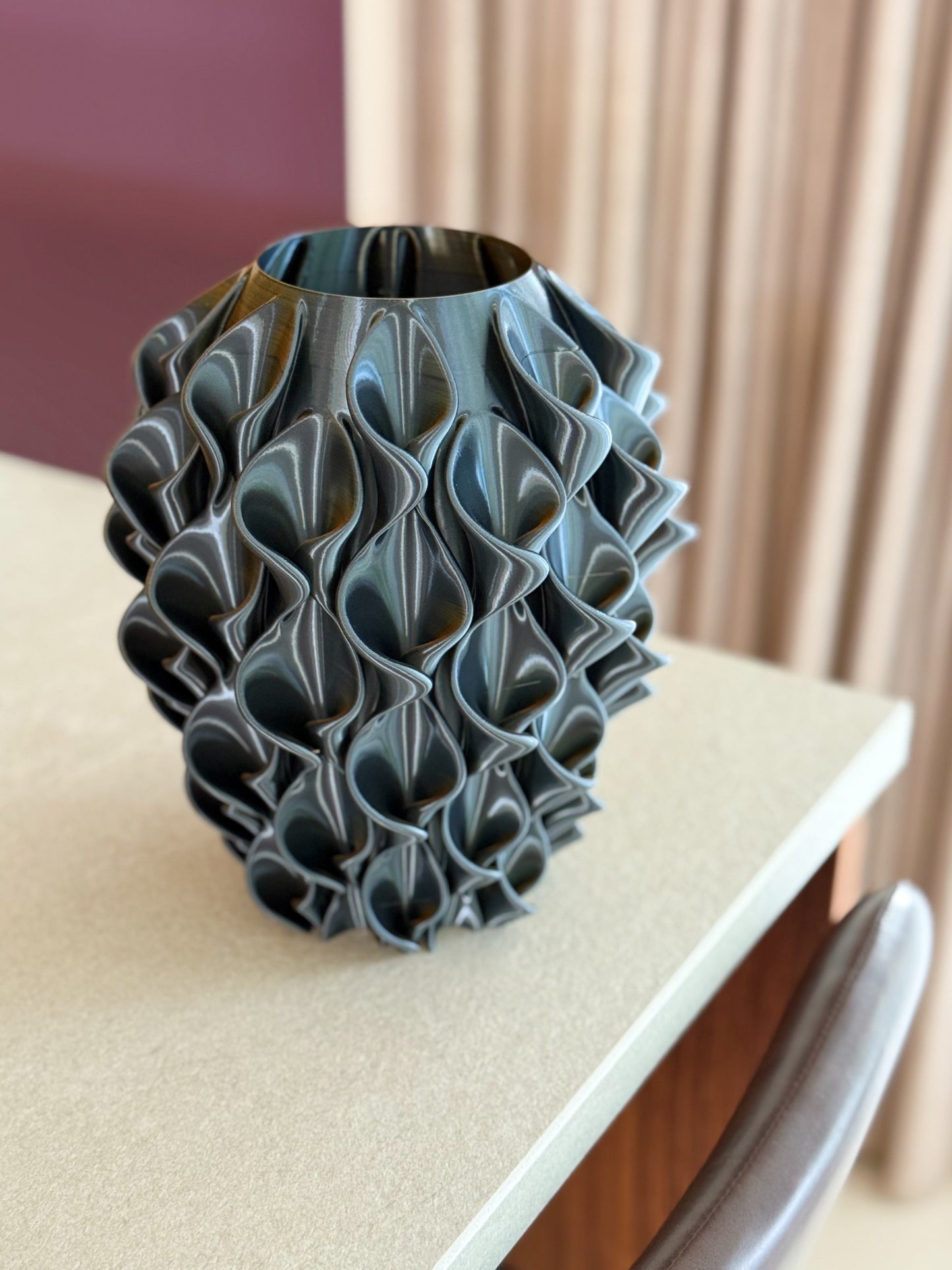 3d geprinte vaas goud zwart