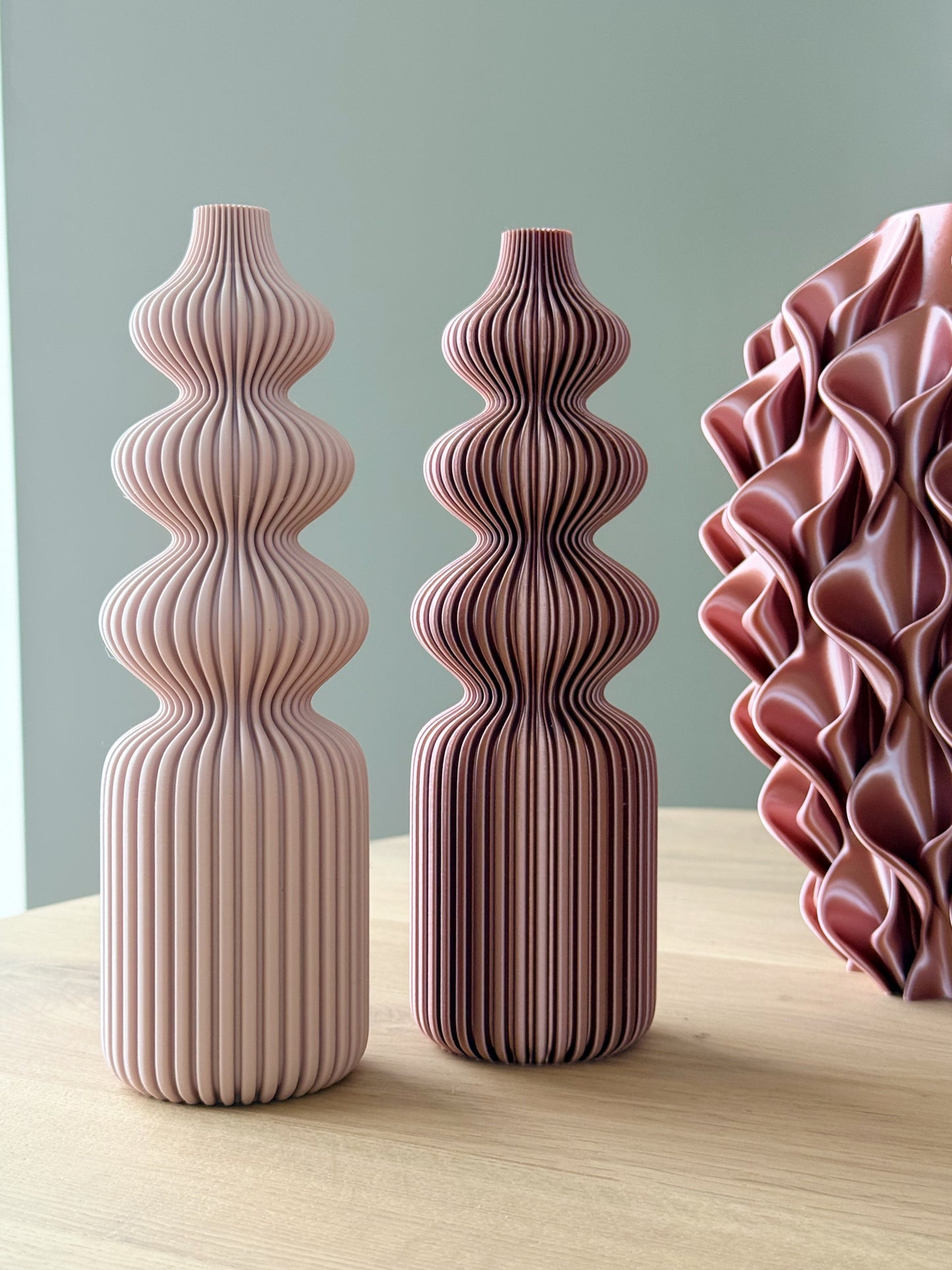 3d geprinte vaas roze smal