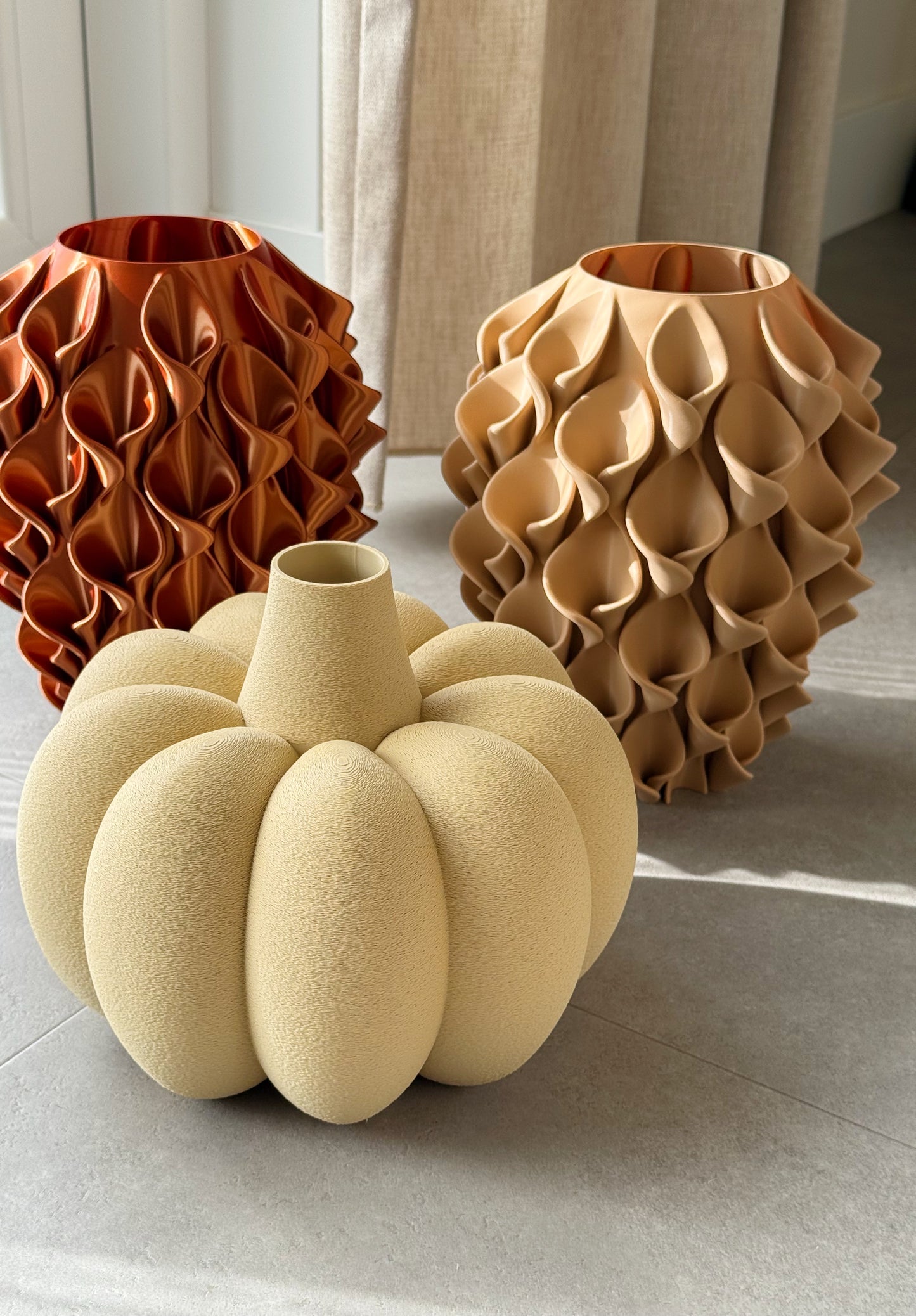 3d geprinte vazen beige