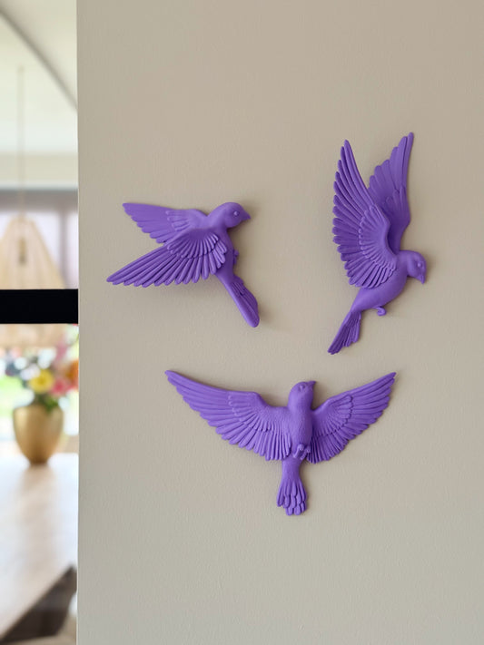 Wandbord - vogel paars