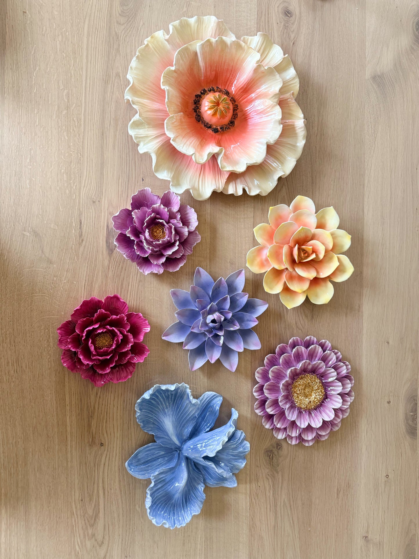 Wandbord - bloem blauw