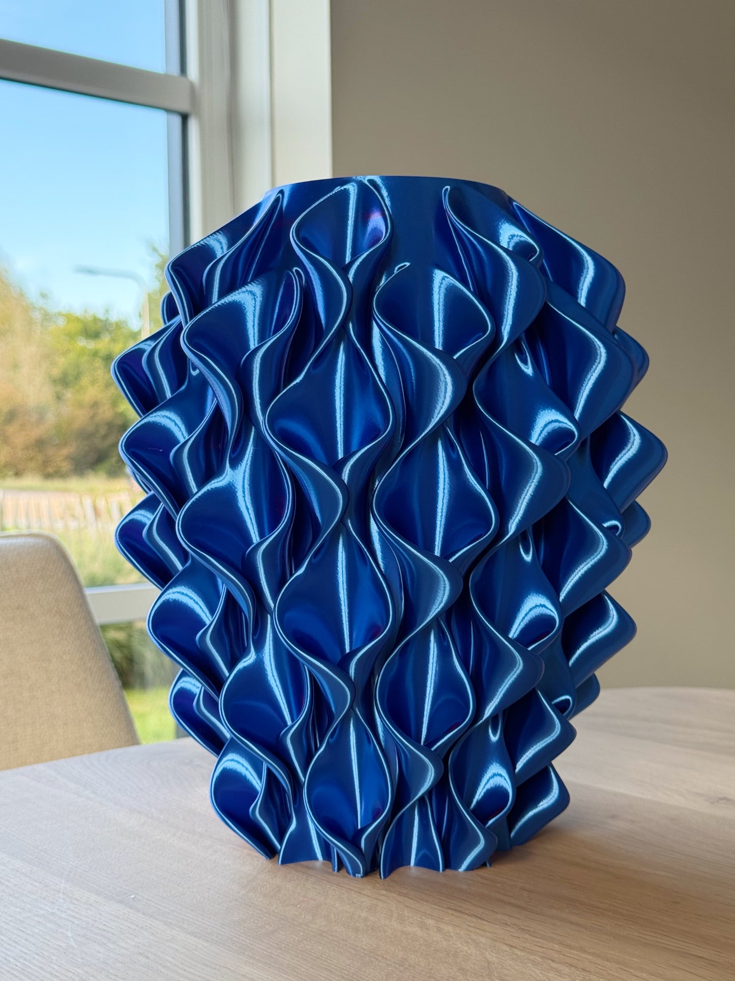 Blauwe vaas 3d geprint