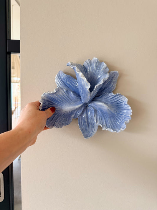 Wandbord - bloem blauw