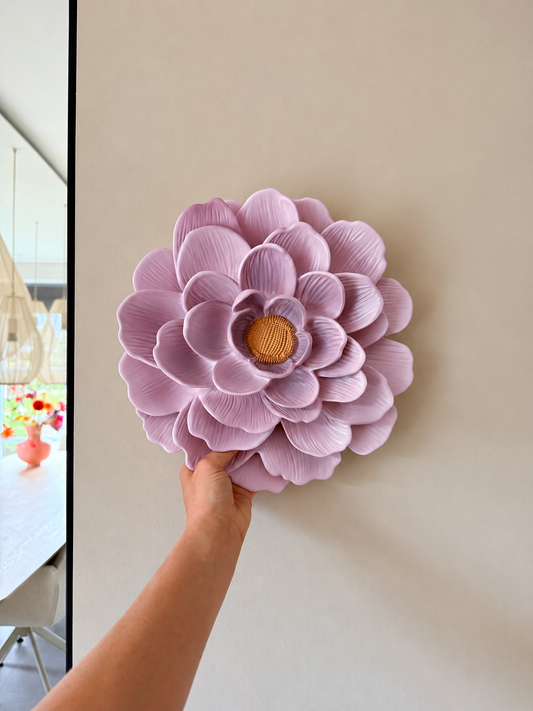 Wandbord - pastel roze muurbloem Limited Edition