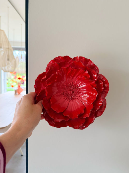 bloem wandbord rood