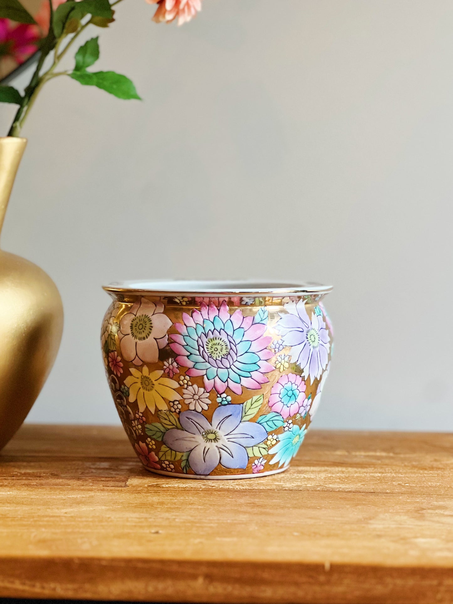 chinese vaas bloempot goud bij StyleByClariss