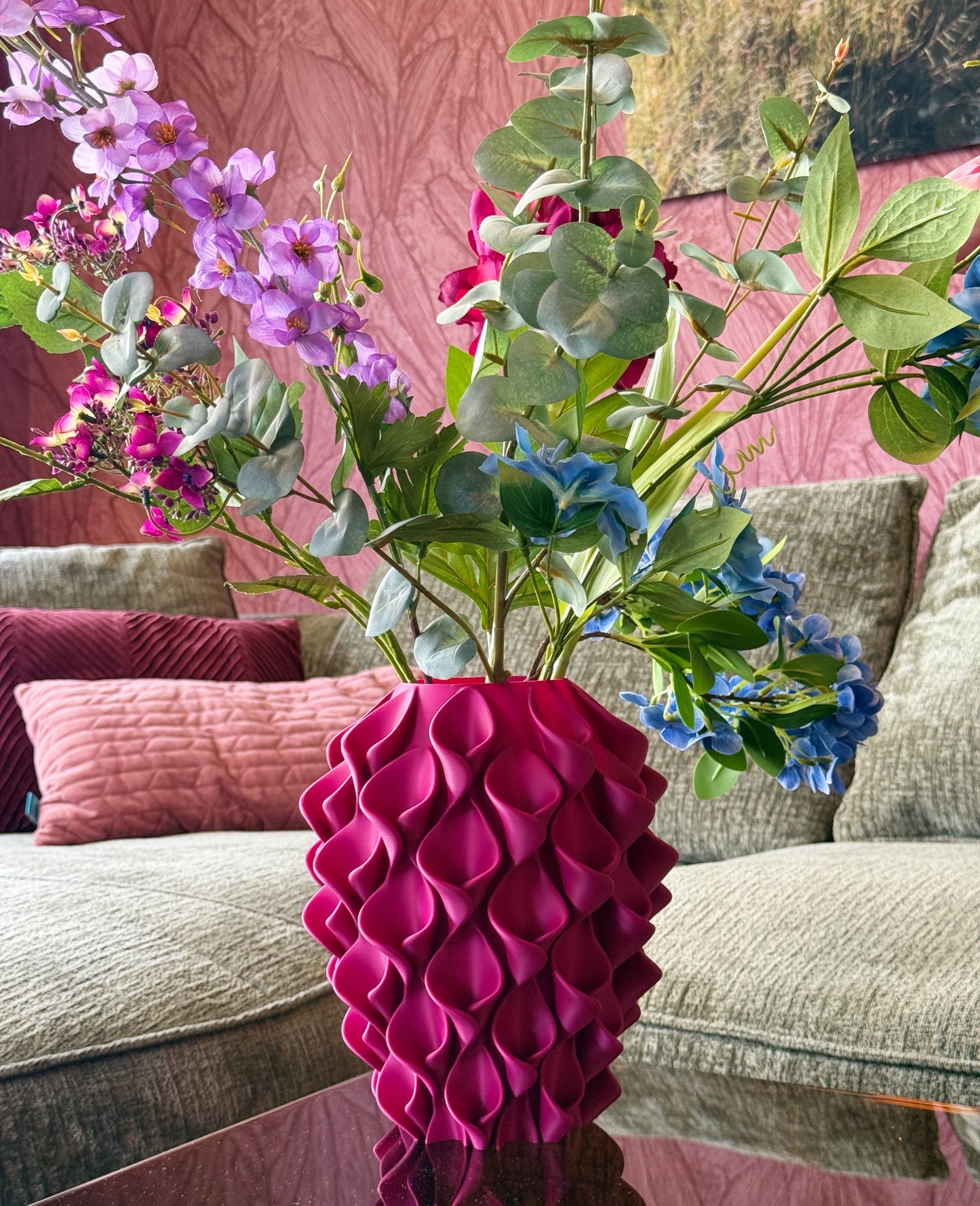 fel roze 3d geprinte vaas