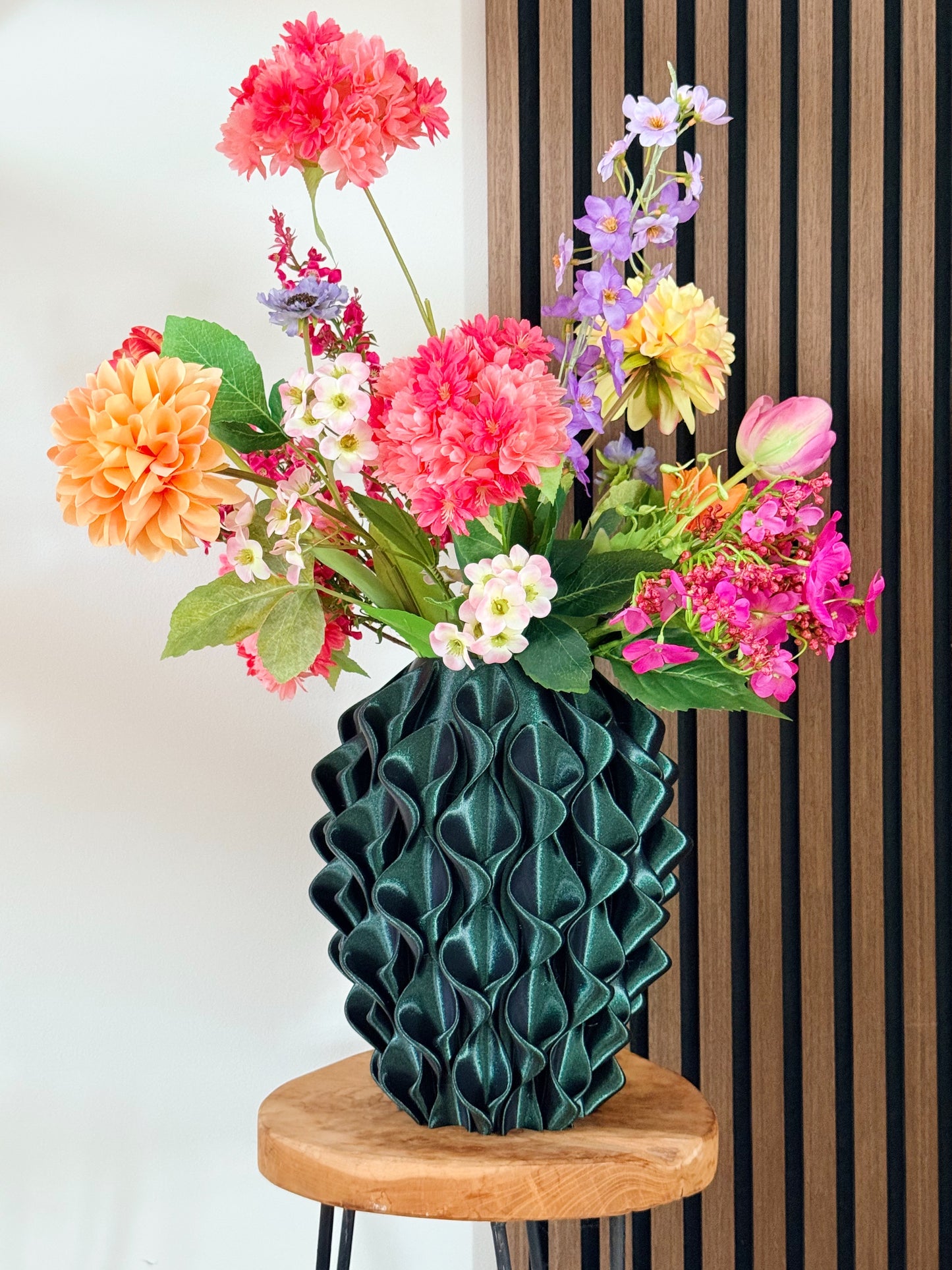 groene 3D geprinte vaas met glitters