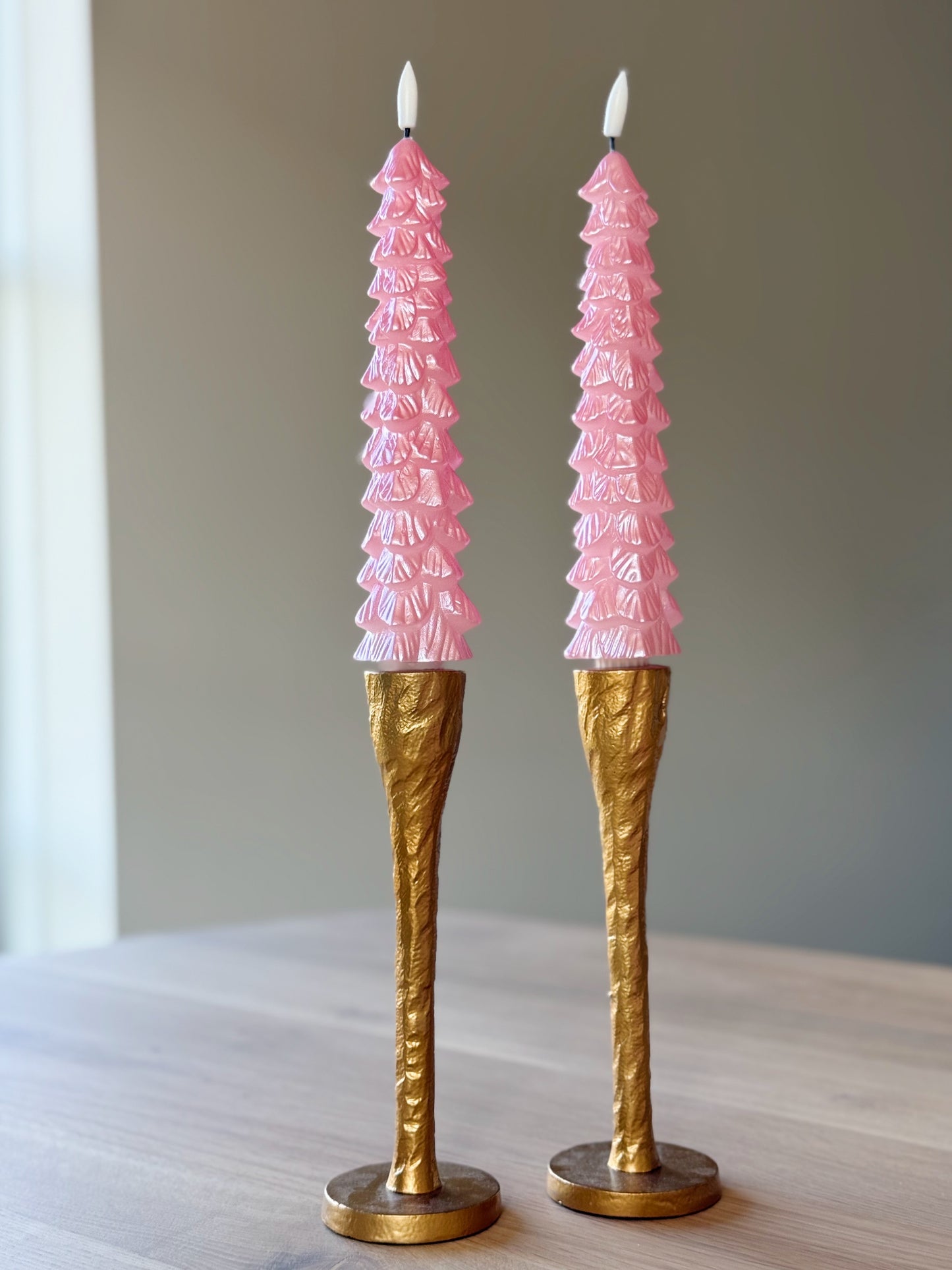 kaarsen op batterij roze kerstboom