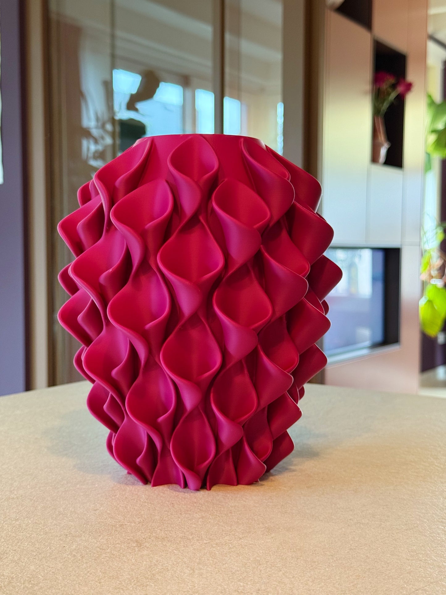 mat roze 3d geprinte vaas