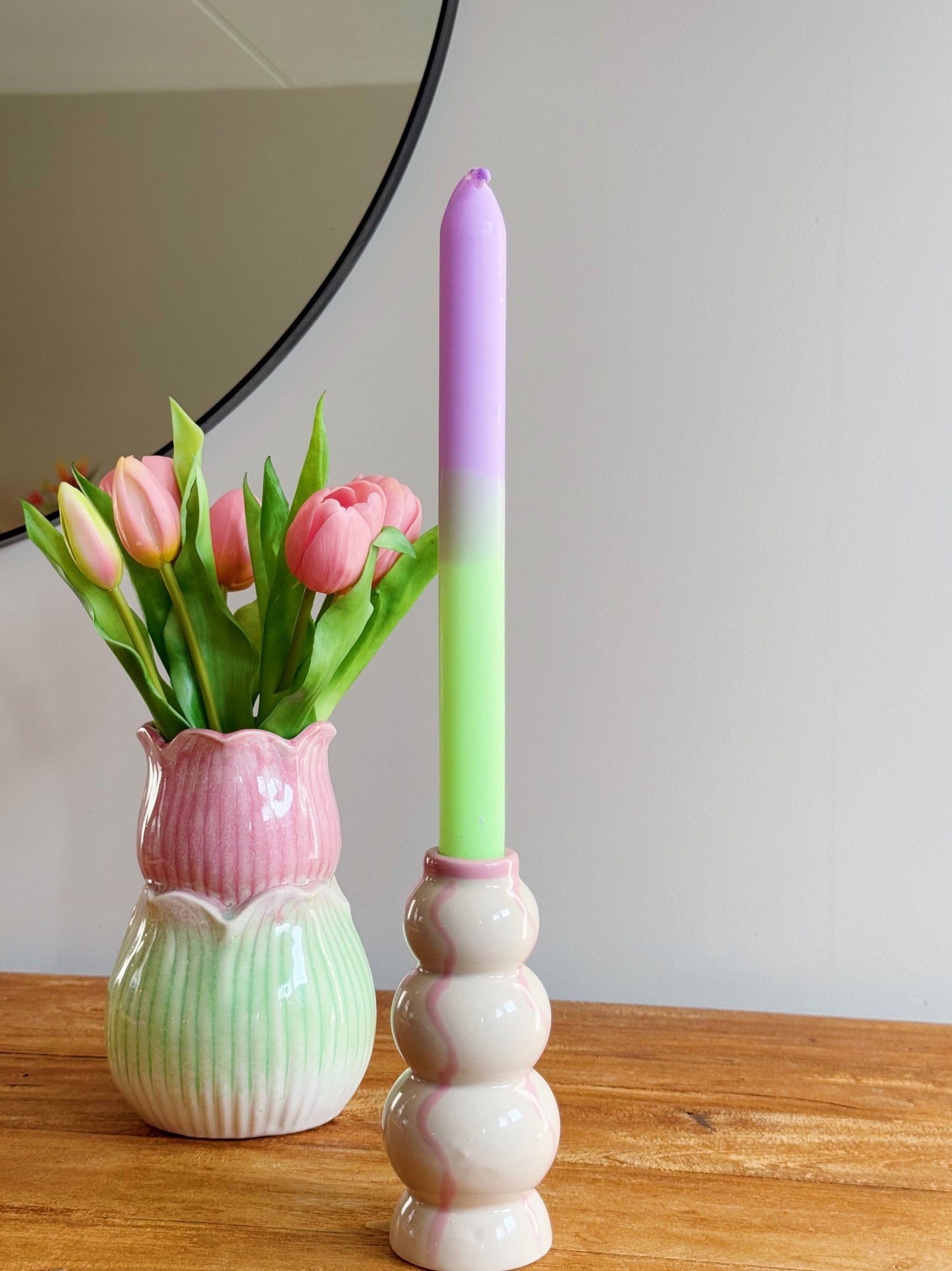 roze kandelaar gekleurd bij Stylebyclariss