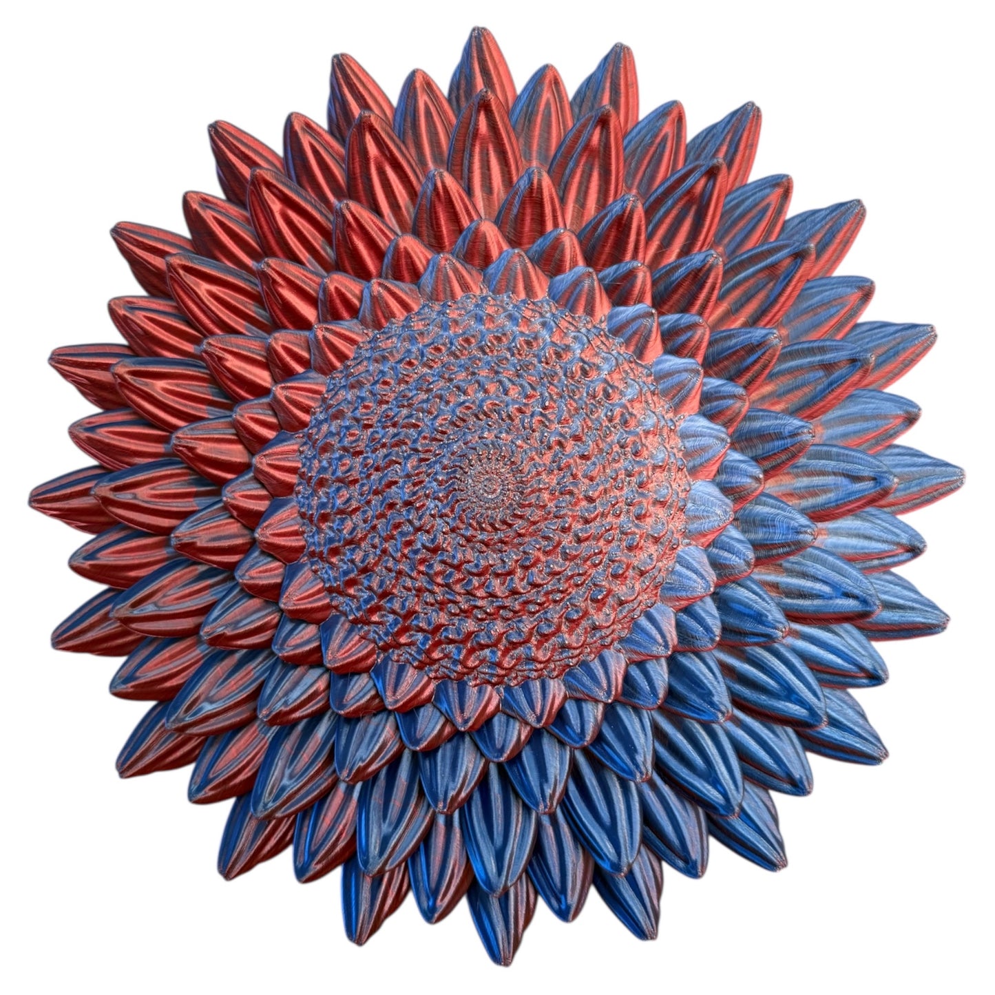 wandbord bloem blauw rood