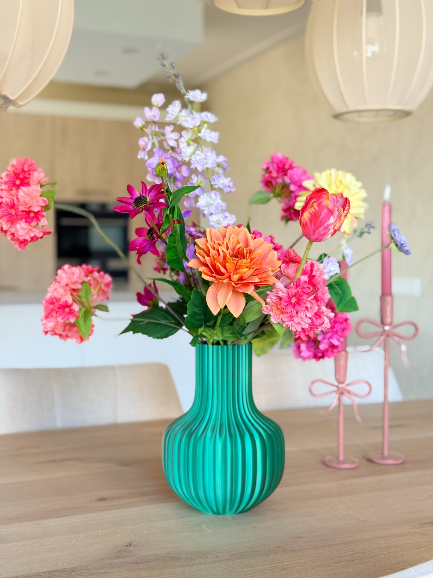 Groen roze vaas - Luna