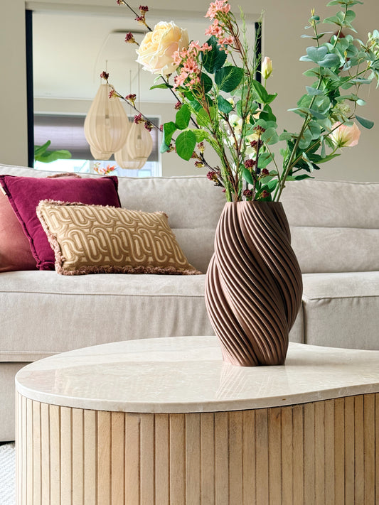 3D geprinte vaas - swirl metallic bruin