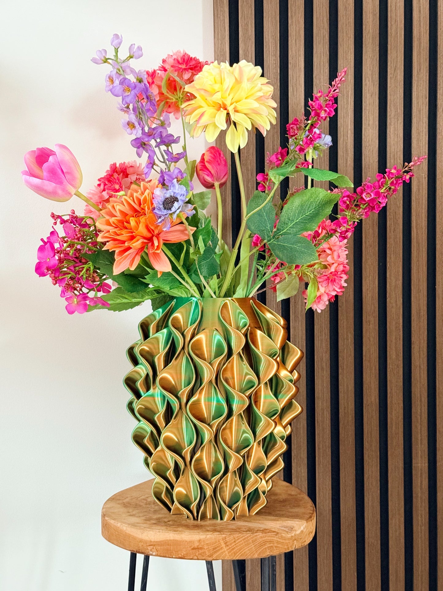 3D geprinte vaas groen blauw