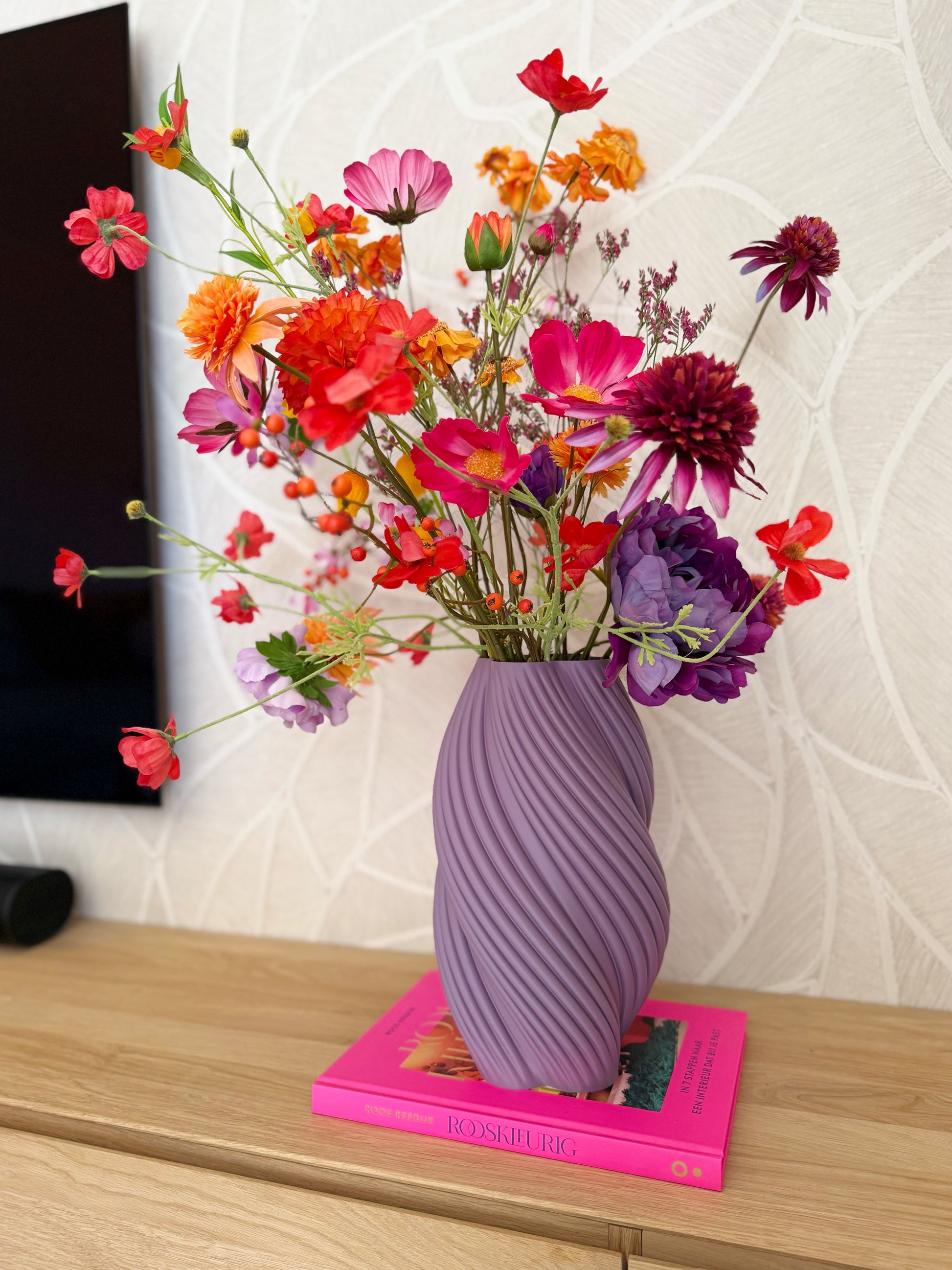 3D geprinte vaas paars swirl