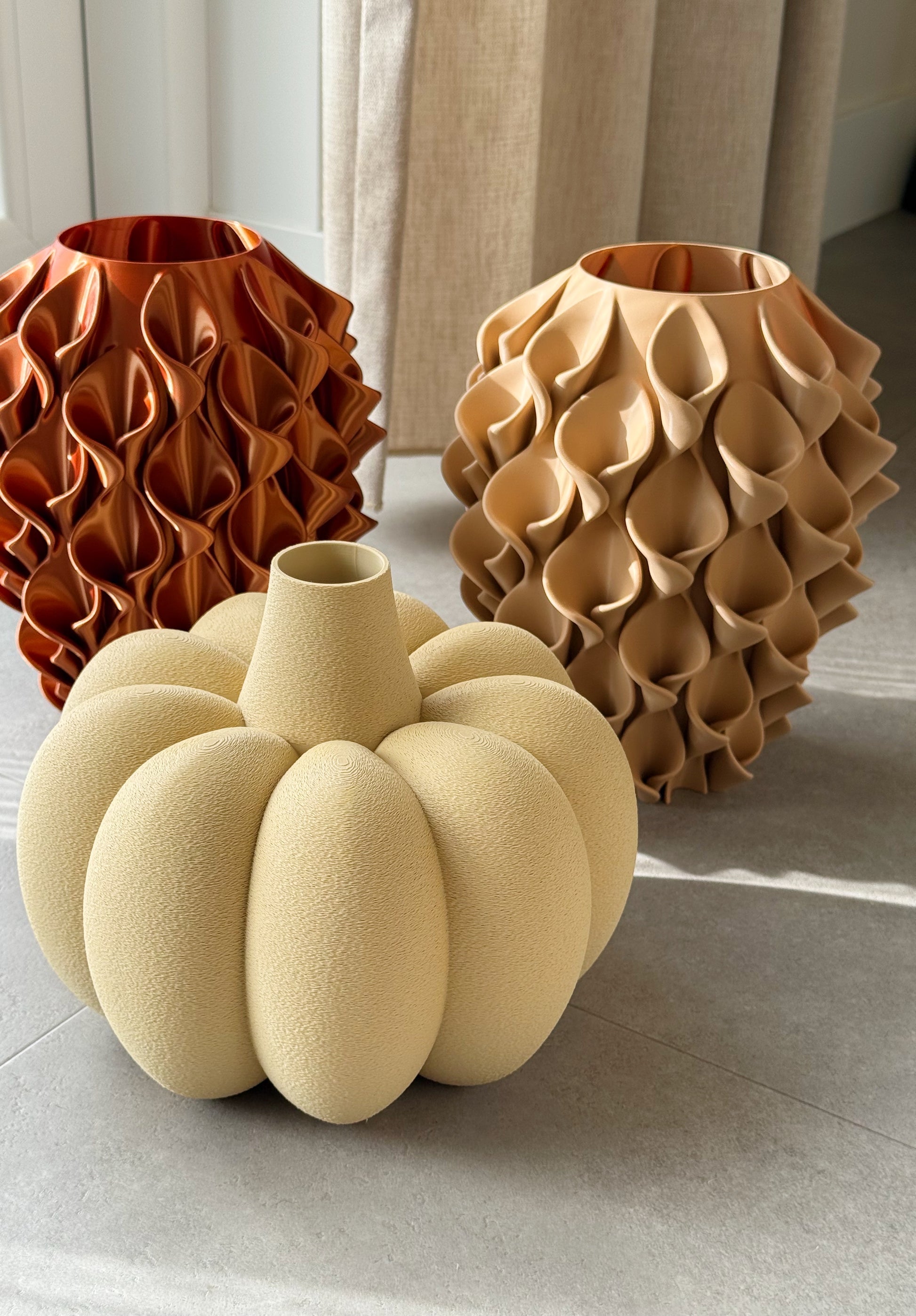 3d geprinte vazen beige