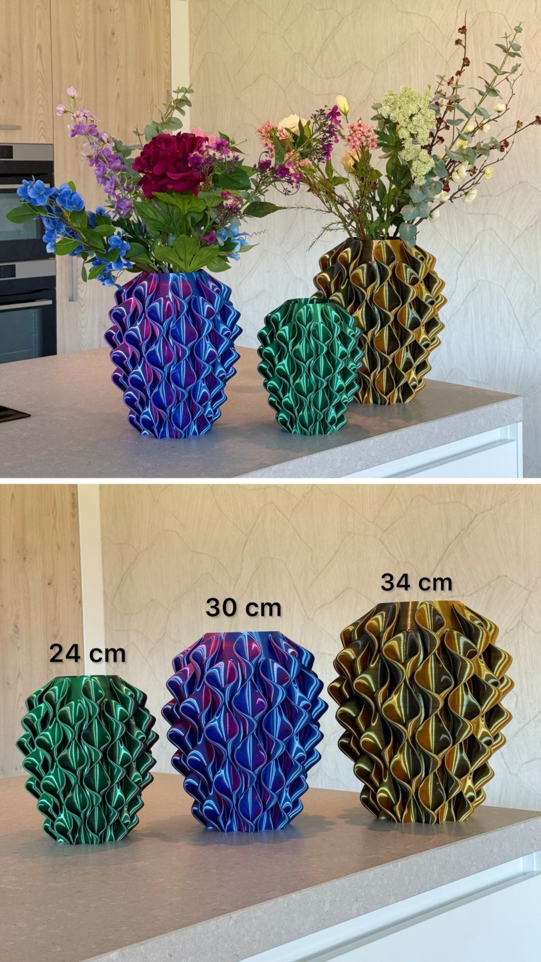 3d vazen in verschillende maten