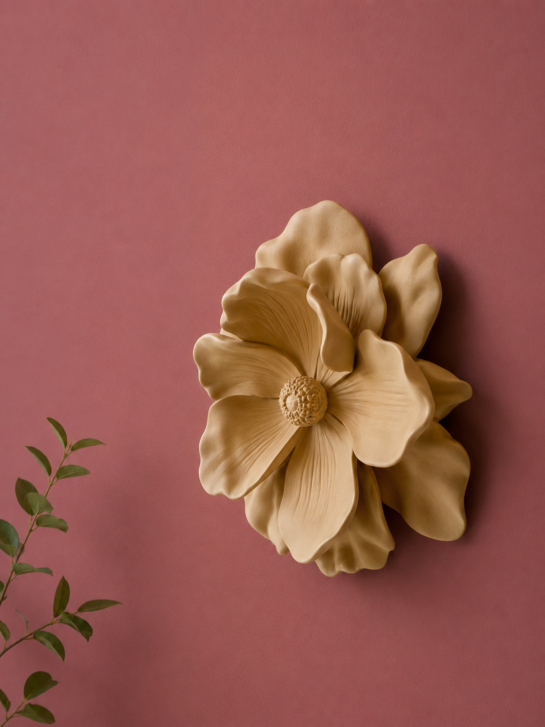 Wandbord - beige bloem