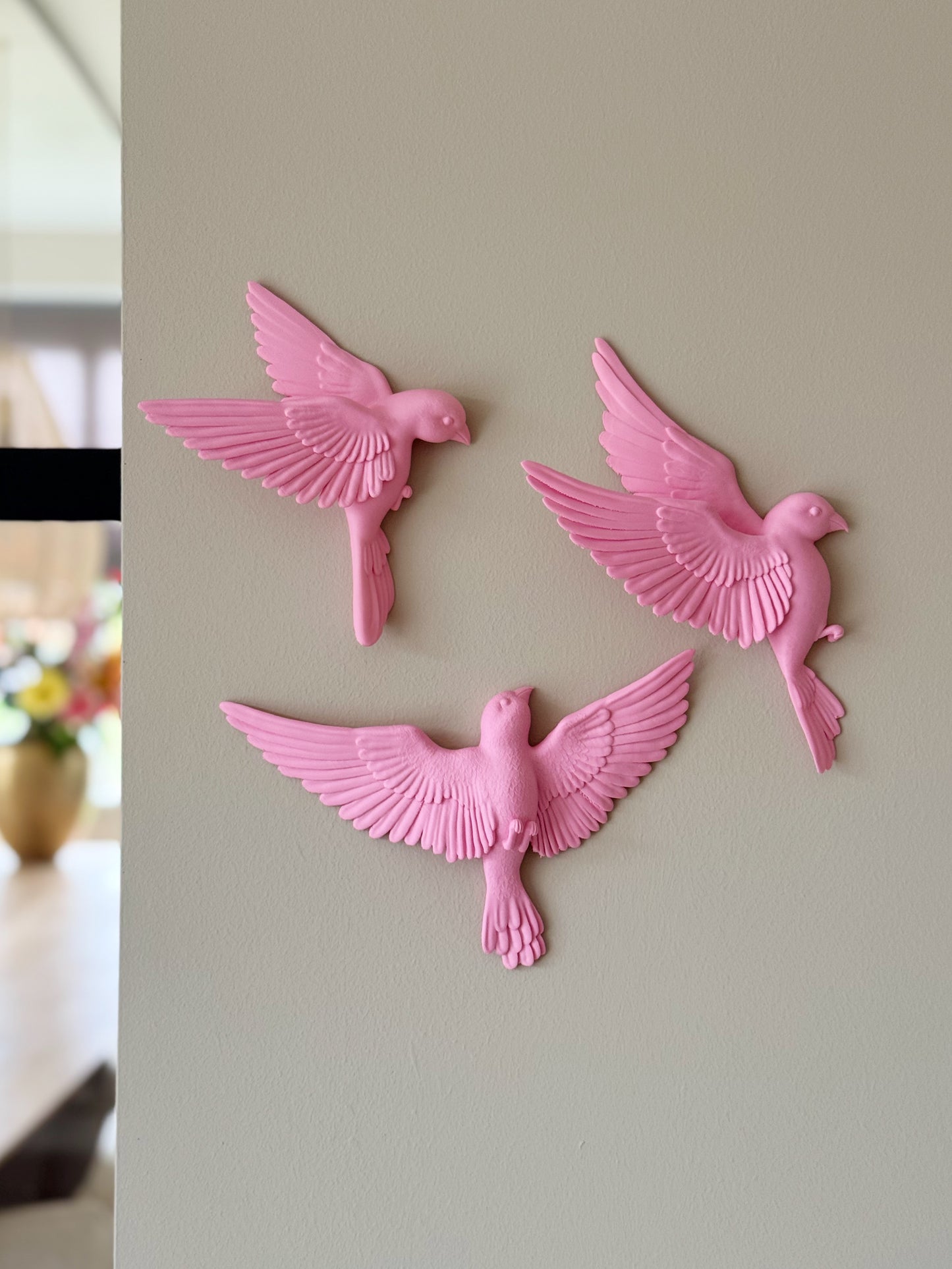 Wandbord - vogel roze