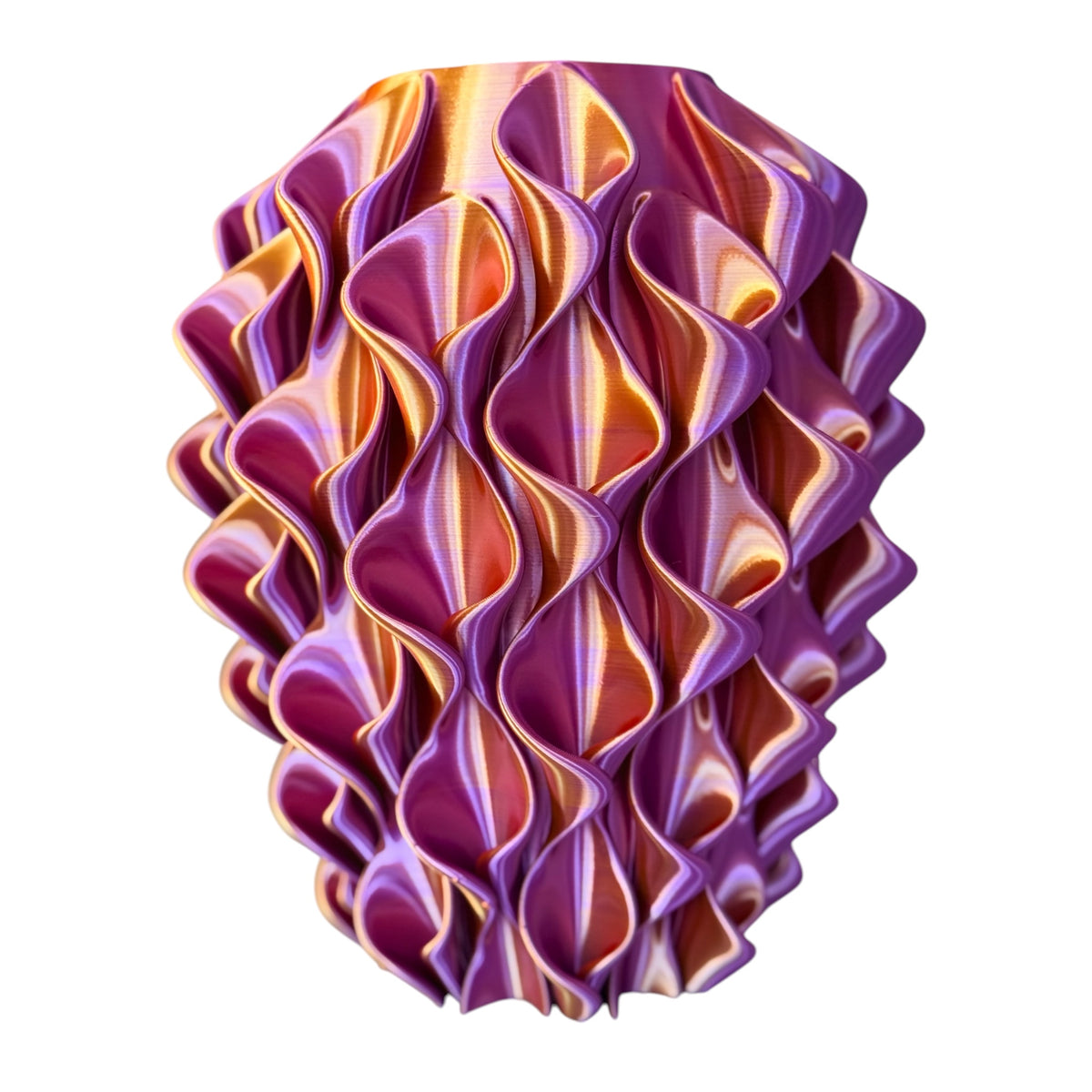 3D-geprinte vaas Nova – Rood/Goud/Paars