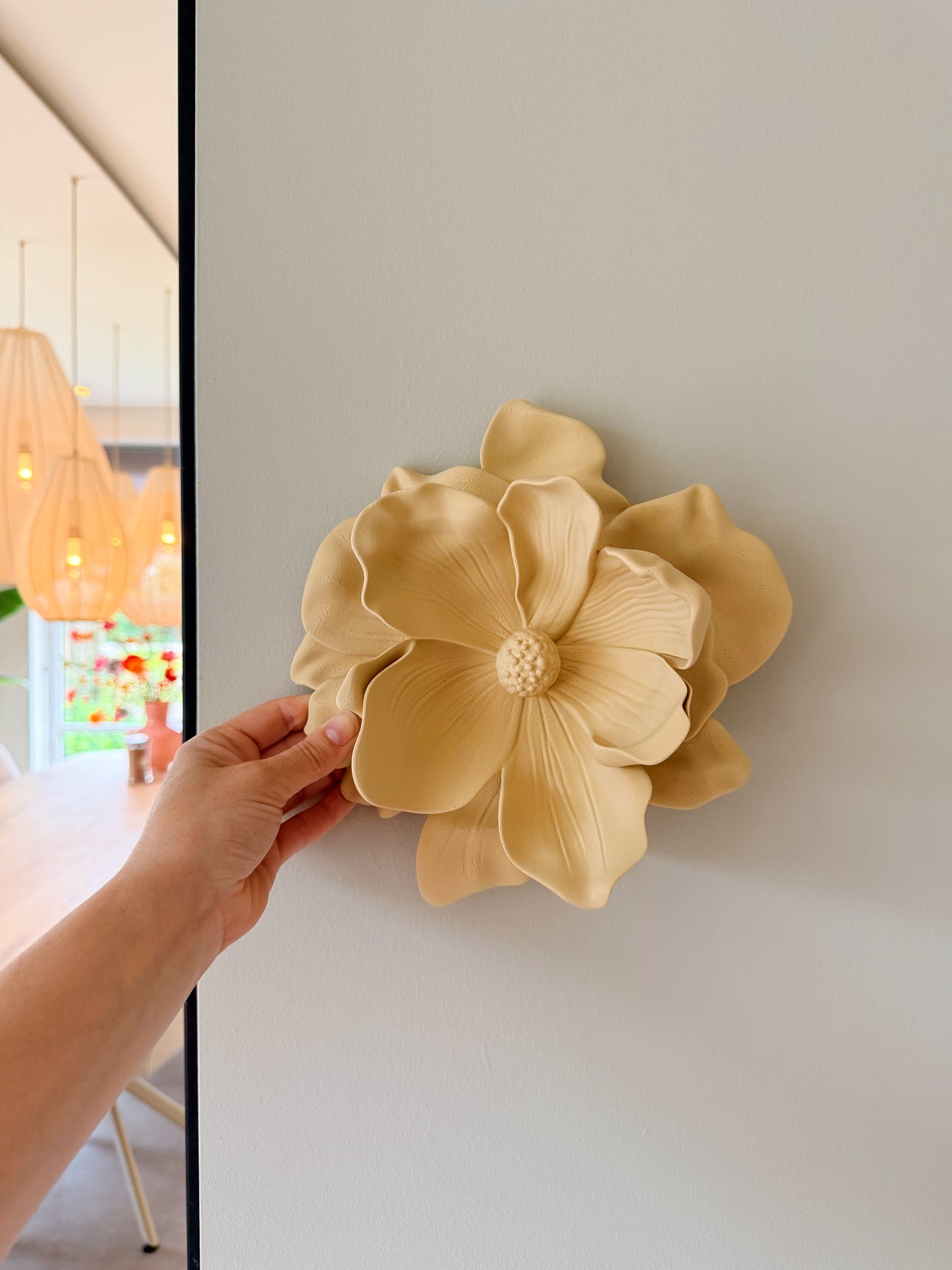 Wandbord - beige bloem