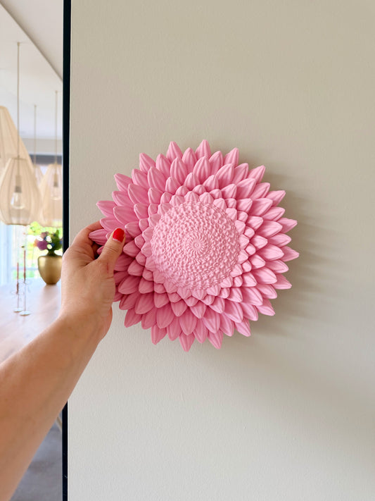 Wandbord - roze zonnebloem