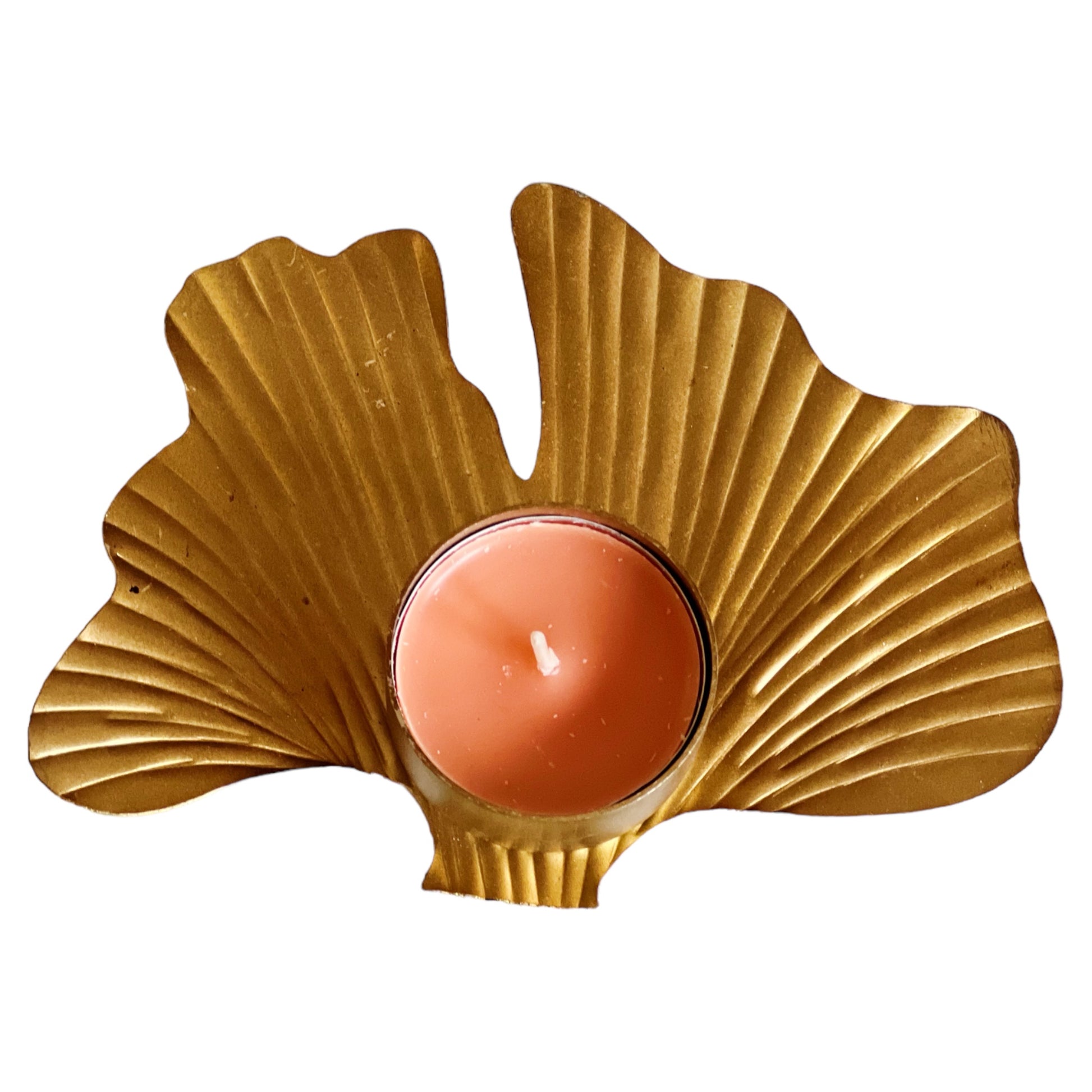 Goudkleurige kaarsenhouder blad bij StyleByClariss.