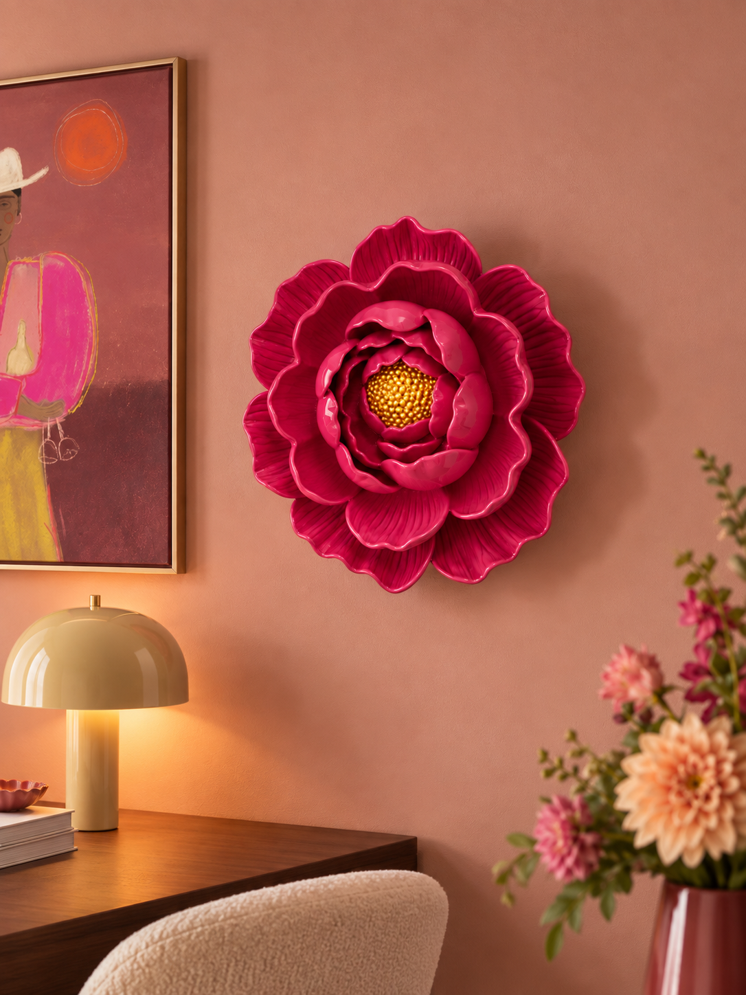 Wandbord - donker roze