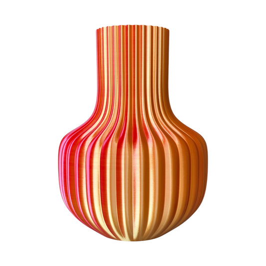 3D geprinte vaas - ribbed rood goud