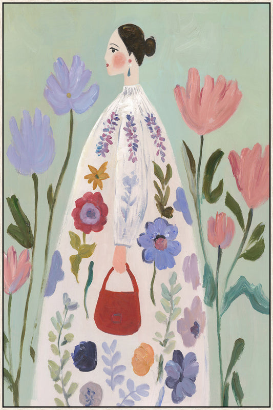 Schilderij vrouw groen