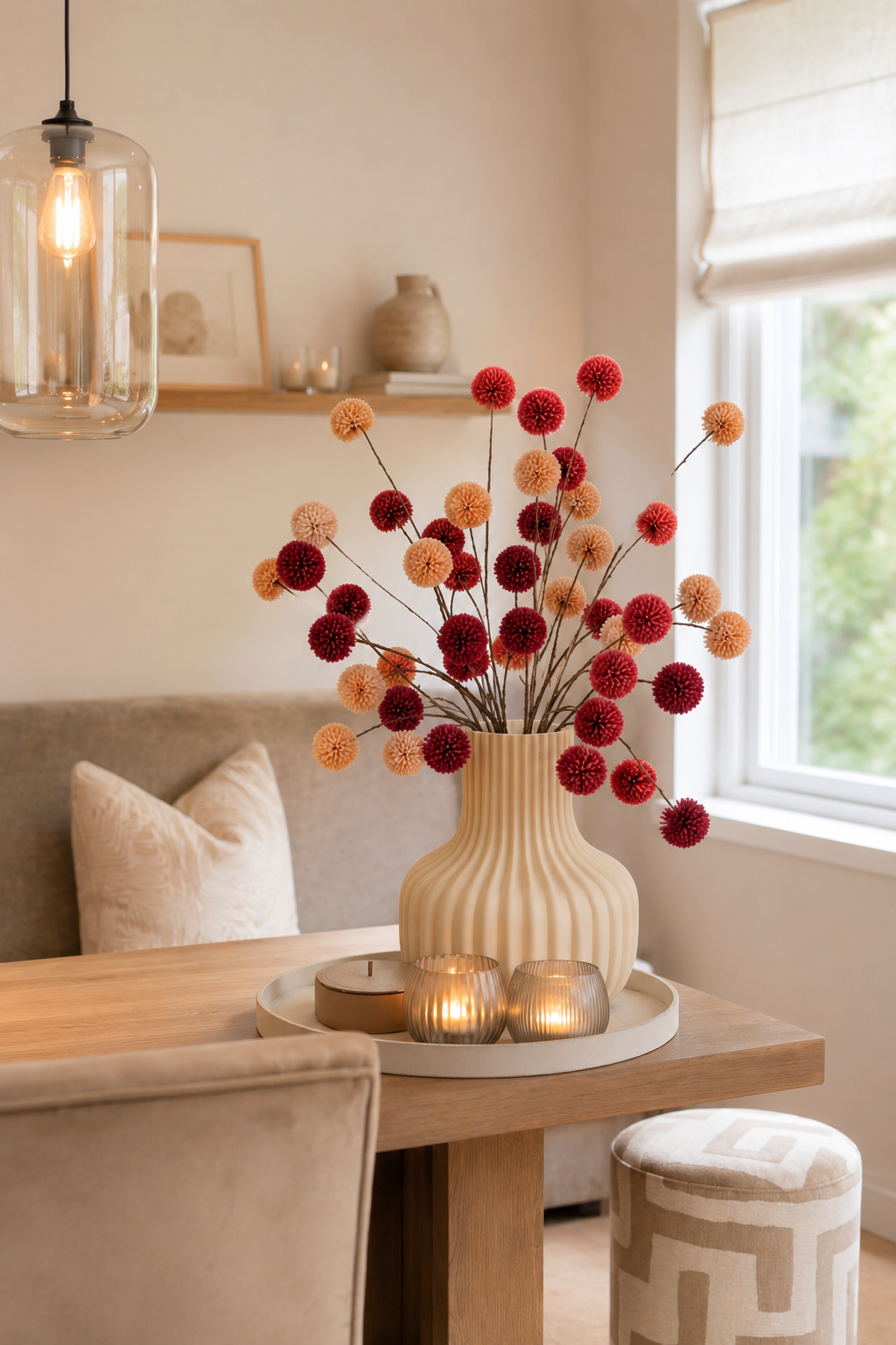 beige vaas tafeldecoratie