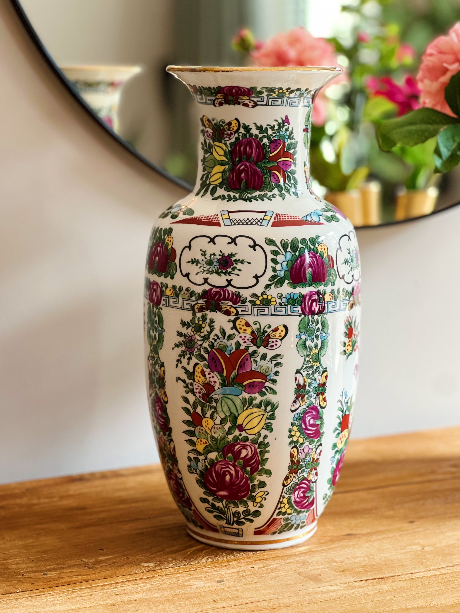 chinese vaas groen roze bij StyleByClariss