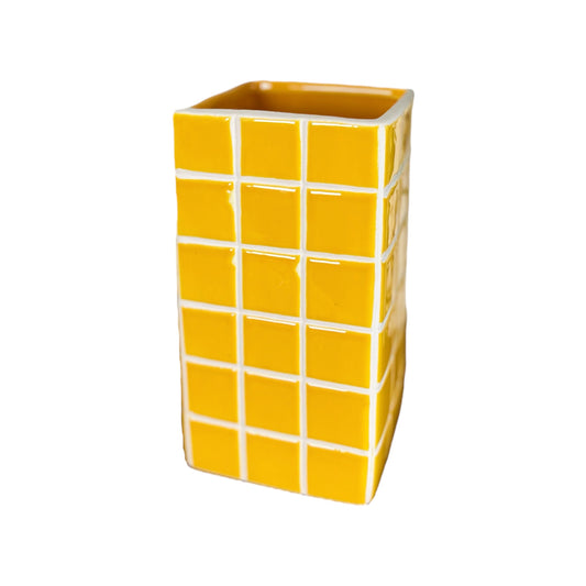 gekleurde vaas tegelvaas geel bij StyleByClariss.