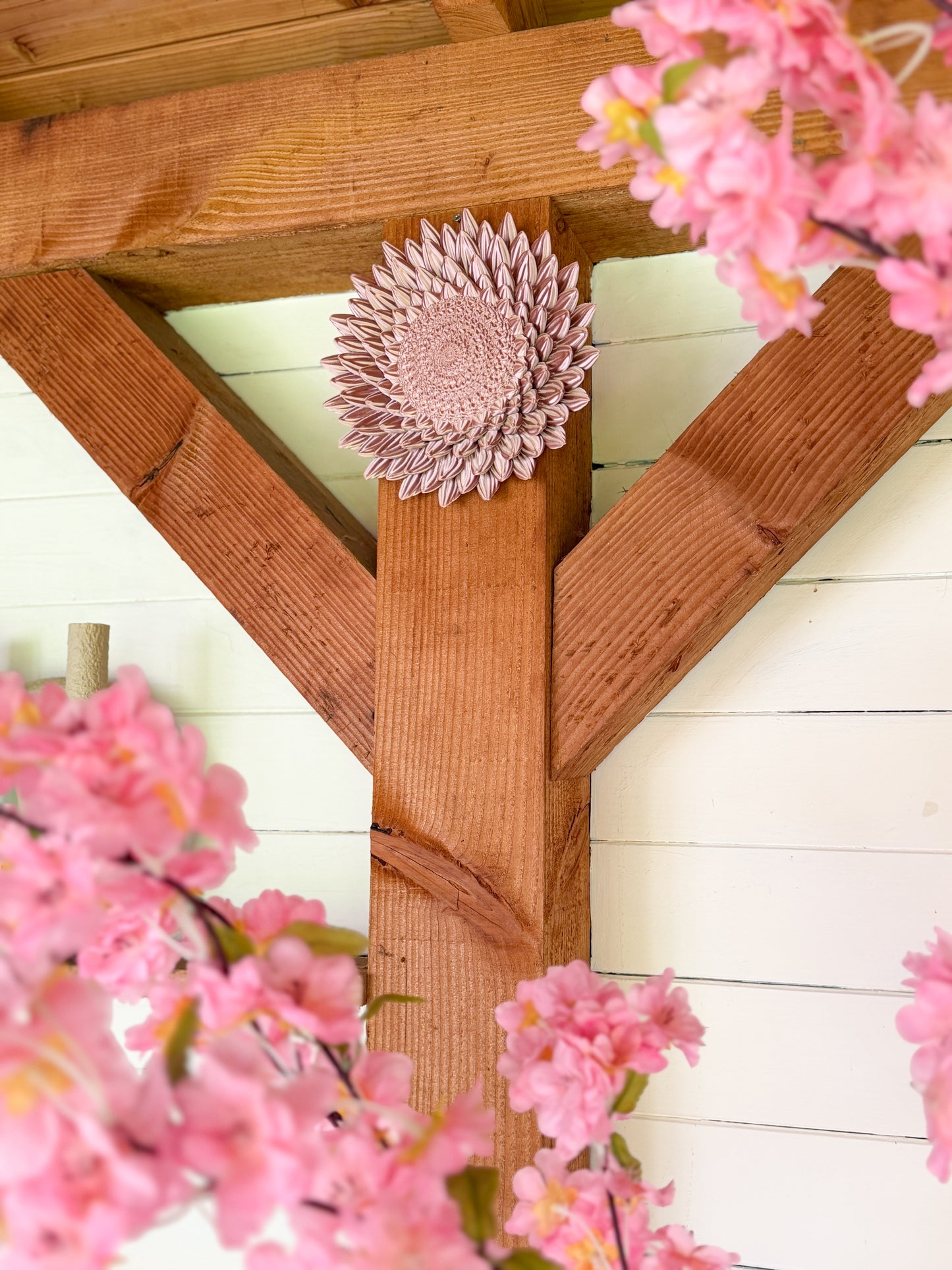 Wandbord - rosé goud zonnebloem