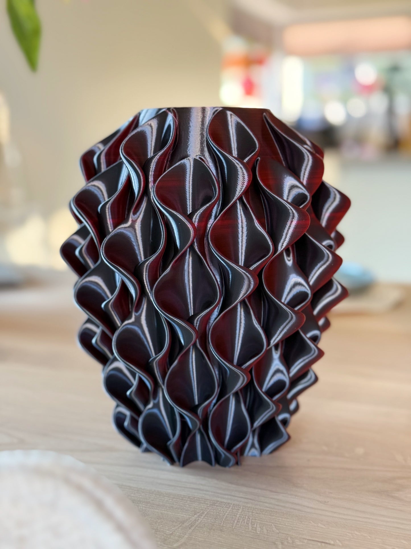 3D geprinte vaas - rood zwart