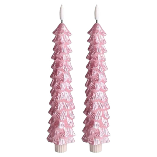 kaarsen op batterij kerstboom roze