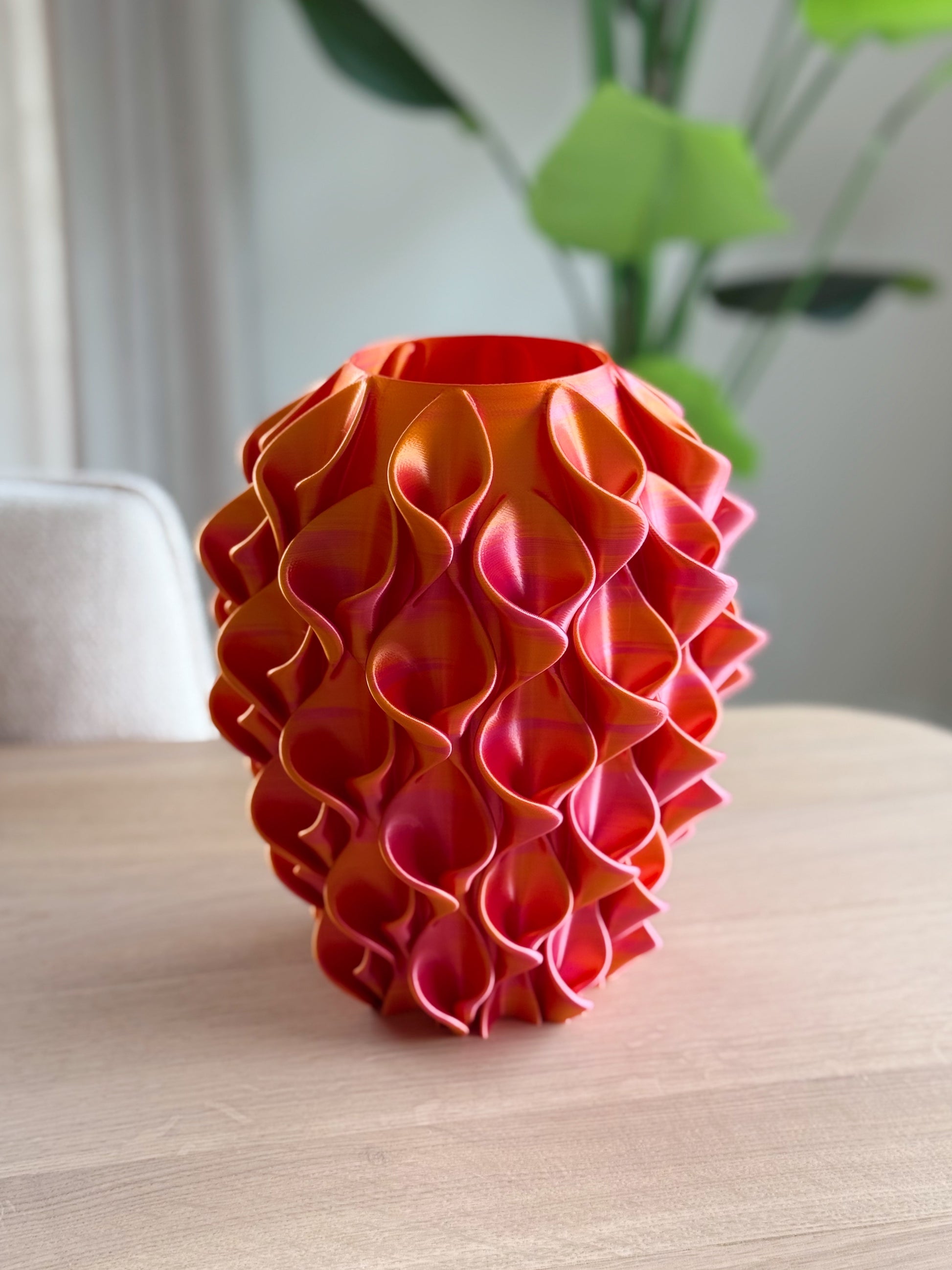 oranje 3d geprinte vaas