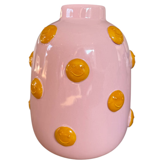 roze smiley vaas 