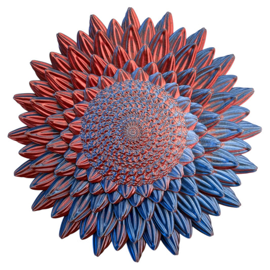 wandbord bloem blauw rood