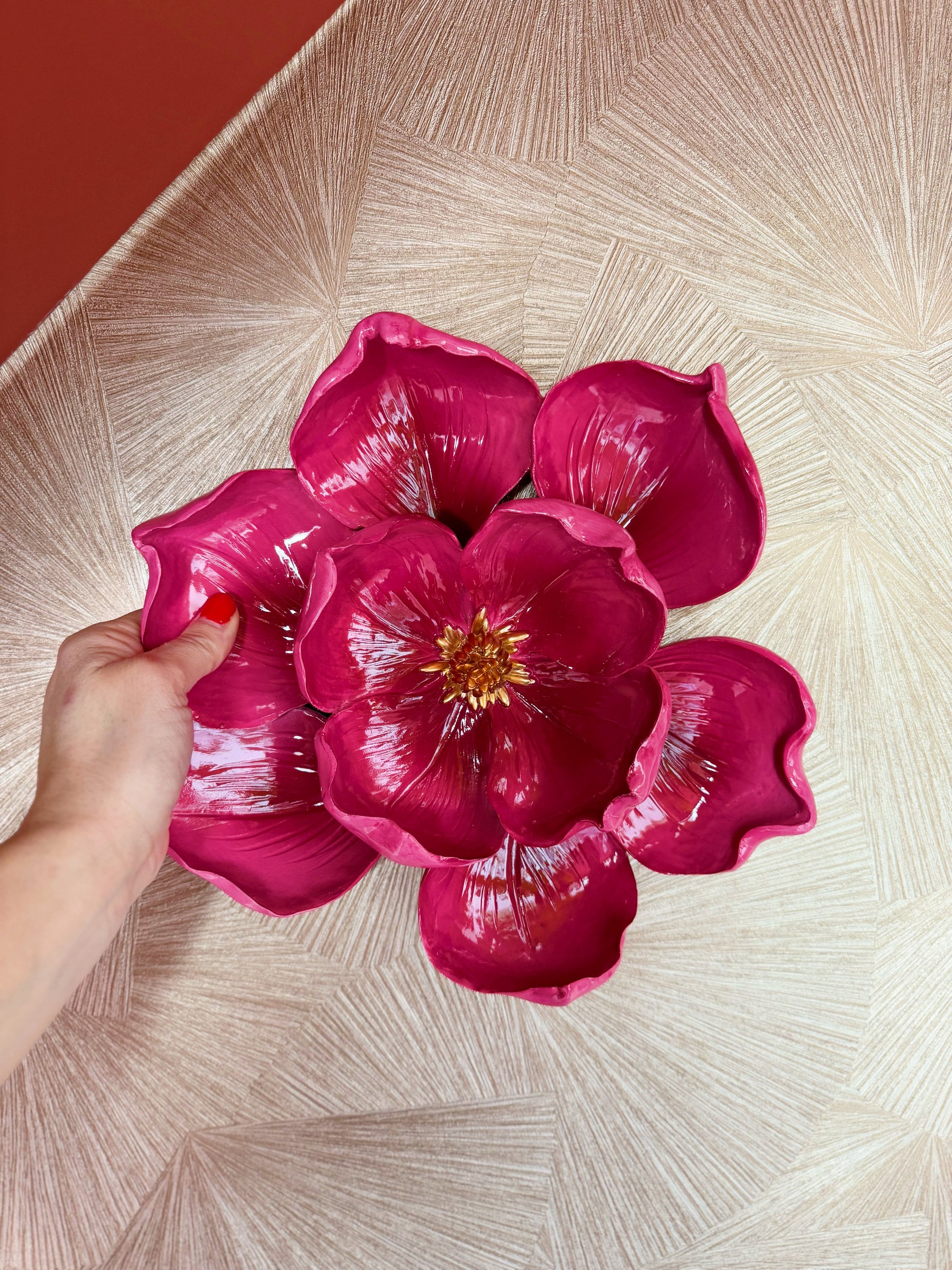 wanddecoratie bloem roze wandbord bij Stylebyclariss