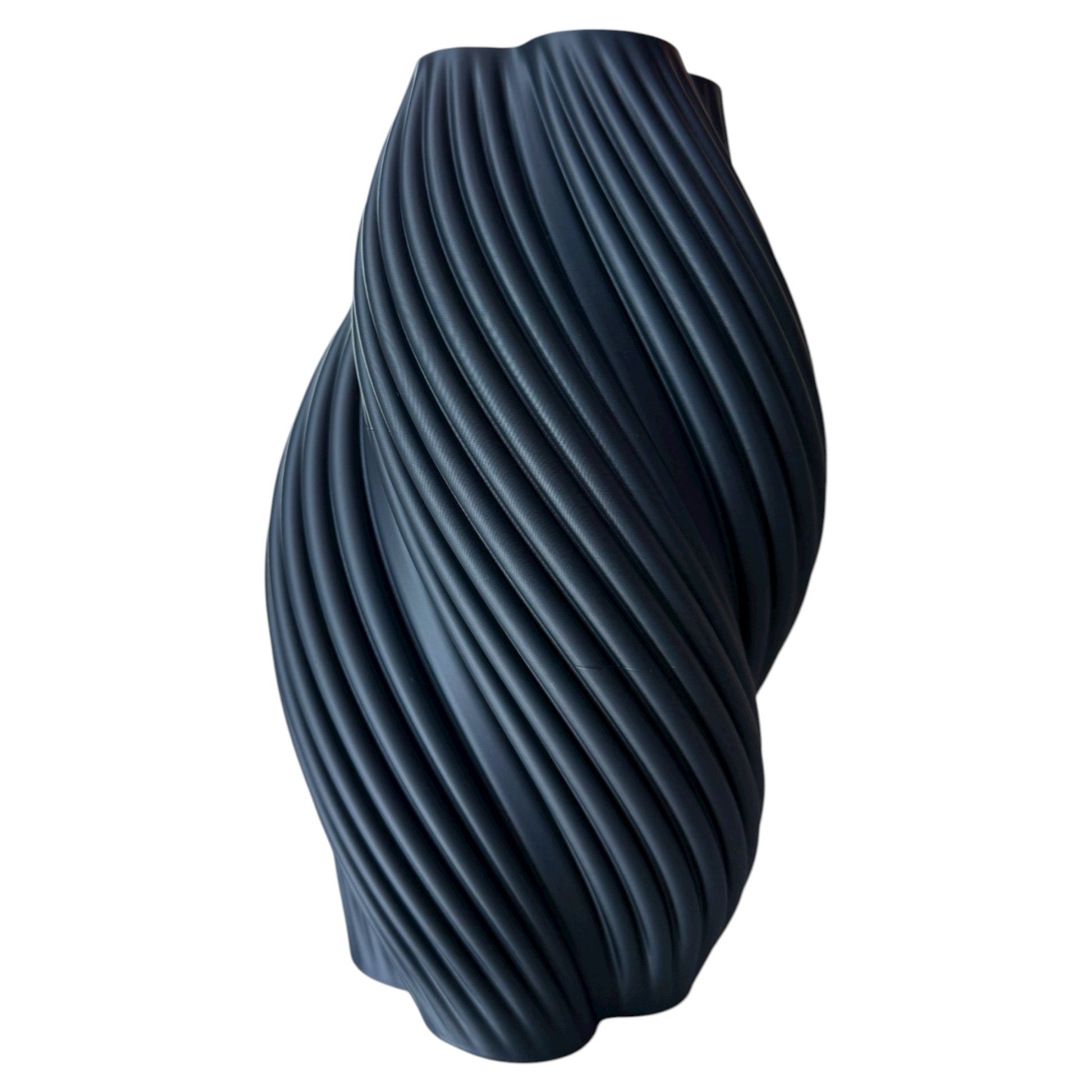 zwarte 3d geprinte vaas swirl